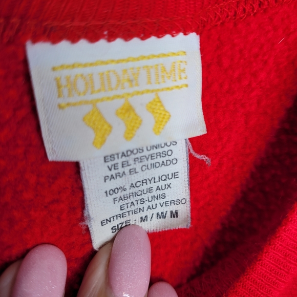 Red Christmas Sweatshirt with Teddy Bear by Holiday Time Sz M - Picture 7 of 8
